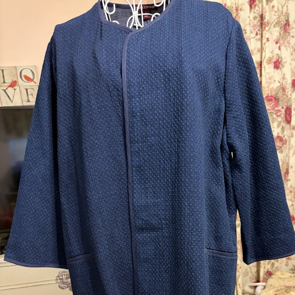 Jessica London Womens Tweed Collarless Jacket Blue  sz 18